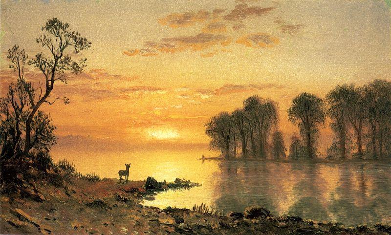 Albert Bierstadt Deer and River Norge oil painting art